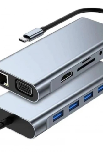 8in1 Type-C Çoklayıcı Hub HDMI 4K USB 3.0 SD TF Kart RJ45 Ethernet Dönüştürücü Adaptör (4940)