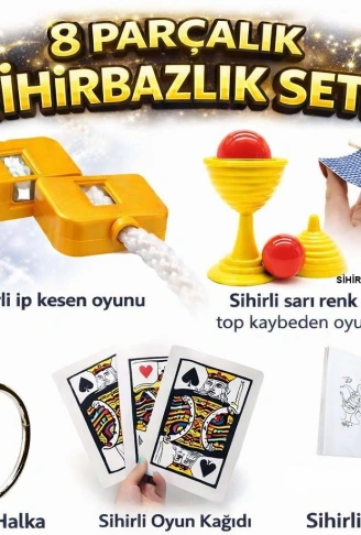 8’li Sihirbazlık Seti (Kibrit, Defter, Halka, Kupa, İp, 3’lü Kart) (4940)
