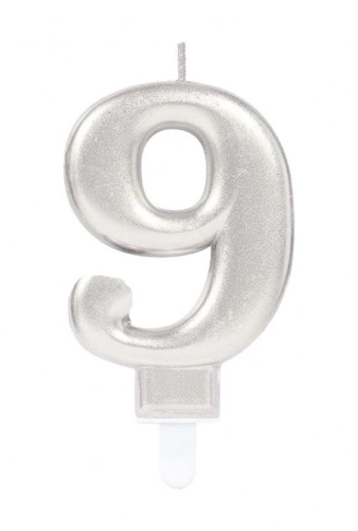 9 Rakam Mum Gümüş Renk (4940)