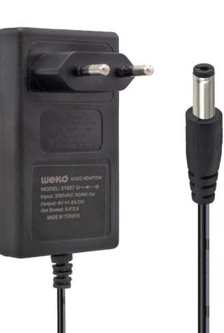 9 VOLT - 2 AMPER 5.5*2.5 UÇLU YERLİ ÜRETİM PLASTİK KASA PRİZ TİPİ KUTUSUZ ADAPTÖR (4940)