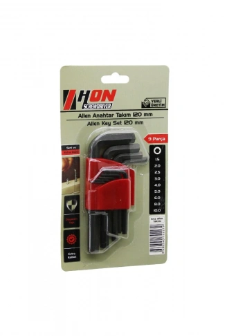 9PCS SİYAH KISA - DÜZ 120MM ALYAN ALLEN ANAHTAR TAKIMI BRKT-702279 (4940)