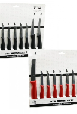 9PCS TIRTIRLI BIÇAK SETİ 1AD 24CM EKMEK 2AD 10CM SEBZE 6AD 6.5CM MEYVE (4940)
