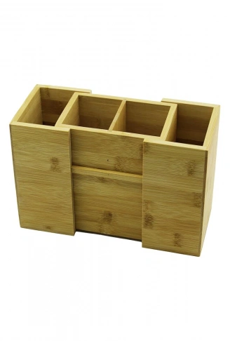 AÇ-KAPA - 2+2 BÖLMELİ   TEZGAH ÜSTÜ  BAMBU - AHŞAP KAŞIKLIK (4940)