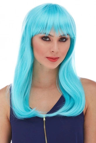 Açık Mavi Renk Uzun Düz Parti Peruğu (4940)