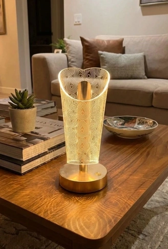 Açık Silindirik Kristal Damla Model LED Masa Lambası – Gold Tabanlı, Dokunmatik, 3 Renk Işık Modlu, Şarjlı Modern Dekoratif Gece Lambası (4940)