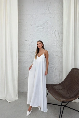 Aerobin uzun elbise beyaz pt