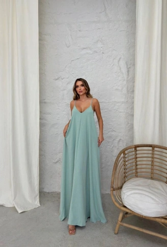 Aerobin uzun elbise çağla yeşili pt