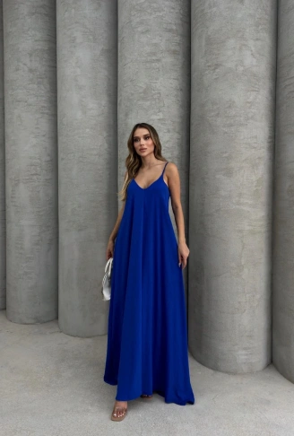 Aerobin uzun elbise saks mavisi pt