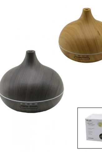 AHŞAP DESENLİ 500ML FİŞ ŞARJLI - KUMANDALI - LED IŞIK HALKASI HAVA NEMLENDİRİCİ BUHAR MAKİNE - KOKU GİDERİCİ (4940)