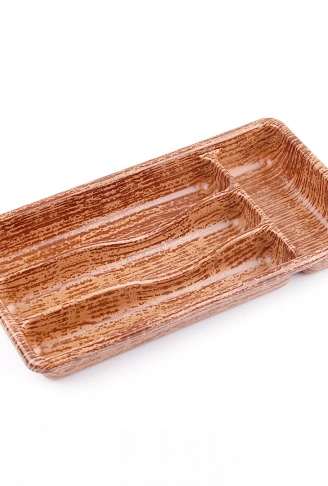 AHŞAP RENK - 4 BÖLMELİ ÇEKMECE İÇİ KAŞIKLIK 36X20CM (4940)