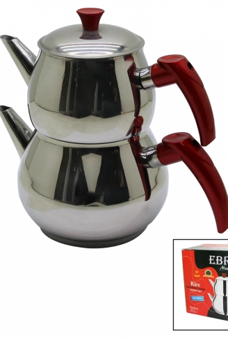 AİLE BÜYÜK BOY KÜRE ÇELİK ÇAYDANLIK SETİ ÜST: 1.2LT - ALT: 2LT (4940)