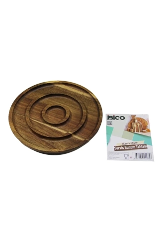 AKASYA YUVARLAK  2 BÖLMELİ=1+1  AHŞAP SERVİS SUNUM TEPSİ - TAHTASI  20 X 1.4CM (4940)