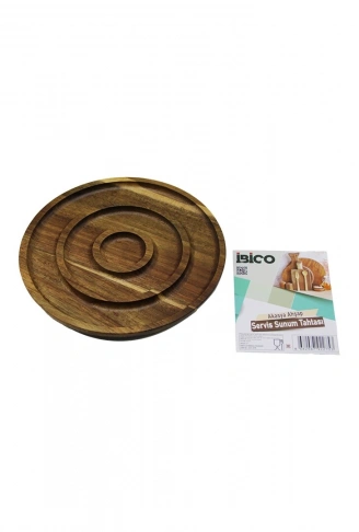 AKASYA YUVARLAK  2 BÖLMELİ=1+1  AHŞAP SERVİS SUNUM TEPSİ - TAHTASI  20 X 1.4CM (4940)