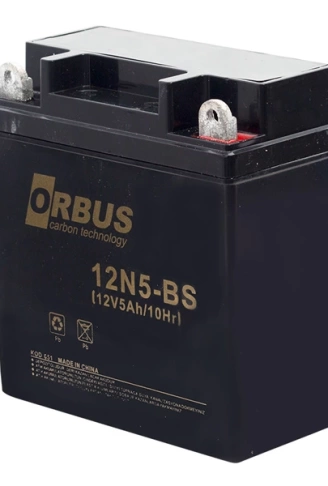 AKÜ 12 VOLT 5 AMPER ORBUS 12N5-BS ASİT İÇİNDE KARBON MOTOSİKLET AKÜSÜ (4940)