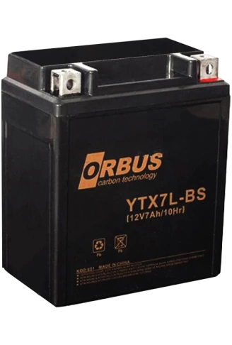 AKÜ 12 VOLT 7 AMPER ORBUS YTX7L-BS ASİT İÇİNDE KARBON BİSİKLET AKÜSÜ (4940)