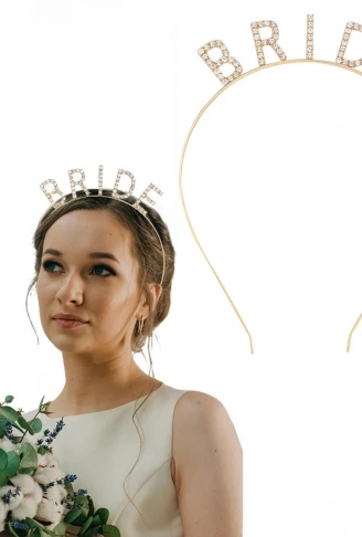 Altın Gold Renk Bekarlığa Veda Kristal Taş Bride Tacı İthal 16x10 cm (4940)