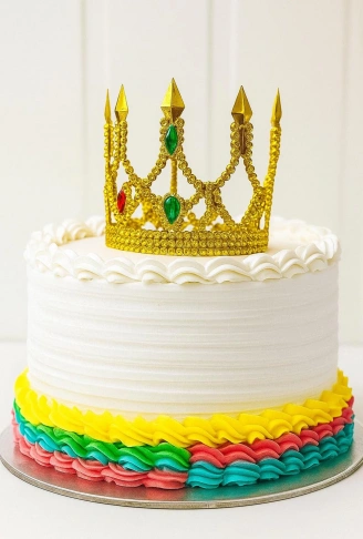 Altın Işıltılı İnce Pasta Tacı Pasta Üstü Taç Plastik Malzeme 8x8 cm (4940)