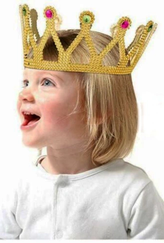 Altın Renk Çocuk ve Yetişkin Uyumlu Kraliçe Tacı Prenses Tacı 8X25 cm (4940)
