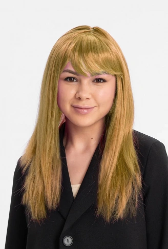 Altın Renk Düz Kesim İçi Astarlı Uzun Parti Peruğu Takma Saç (4940)