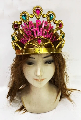 Altın Renk Happy Birthday Yazılı Doğum Günü Tacı 60 cm (4940)