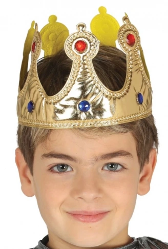 Altın Renk Kumaş Malzemeden İmal Yetişkin ve Çocuk Kral Tacı 55 cm (4940)