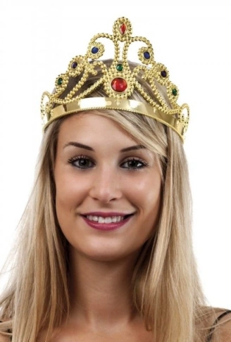 Altın Renk Plastik Prenses Tacı Kraliçe Tacı 60 cm (4940)