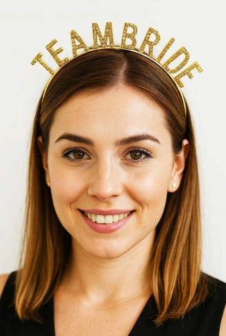 Altın Renk Team Bride Taç Plastik – Gelin ve Nedime Tacı (4940)