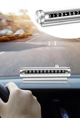 Alüminyum Kasa Gri Renk Çevirmeli Araç Içi Telefon Numaratörü Park Oto Numaratörü (4940)