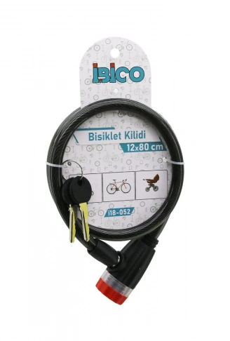 ANAHTARLI ÇEVİRMELİ KİLİT KAPAKLI PLASTİK KAFA BİSİKLET KİLİT ÇELİK TEL SİYAH ŞEFFAF KILIF 12MMX80CM (4940)