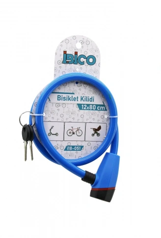 ANAHTARLI PLASTİK KAFA BİSİKLET KİLİT ÇELİK TEL RENKLİ KILIF 12MMX80CM (4940)
