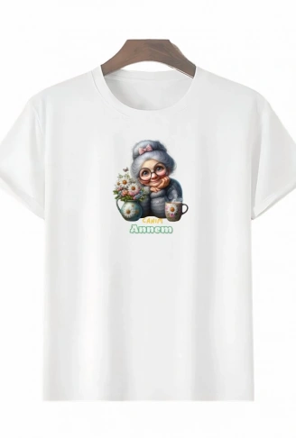 Anneler Gününe Özel Tasarım Canım Annem Baskılı T-shirt - Beyaz