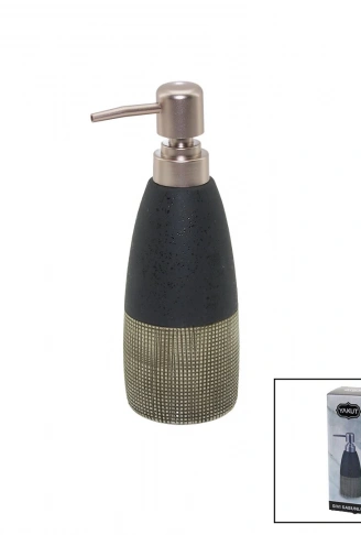 ANTRASİT GRİ - KREM MAT DESEN SERAMİK SIVI SABUNLUK (4940)