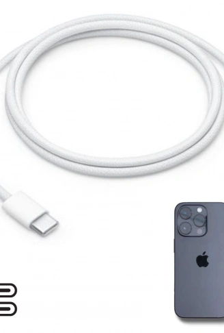 Apple 15/15 Pro Type-C to Type-C Hasır Örgü Hızlı Şarj Kablosu (1m) (4940)