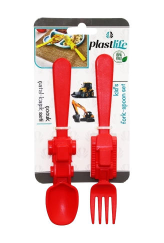 ARAÇ FİGÜRLÜ PLASTİK ÇOCUK ÇATAL - KAŞIK SETİ (4940)