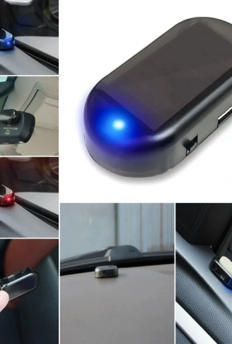 Araç İçin Caydırıcı Solar Enerji İle Şarj Olan  Güçlü Yapışkanlı Işıklı Plastik Mini Sahte Alarm (4940)