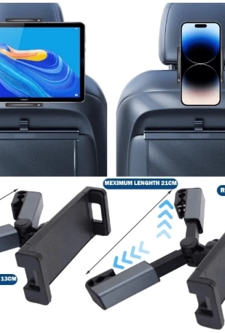 Araç Koltuk Arkası Tablet Tutucu, Telefon Tutucu, Tablet/telefon Tutucu, 360° İpad Pro 12.9 Mini Air, Galaxy Tab A A7 S7, Switch, Surface, 4,7-12,9 İnch İle Uyumlu