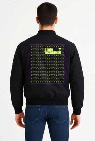 Arka Bomber Ceket - Siyah