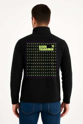 Arka Polar Kazak Dik Yaka - Siyah