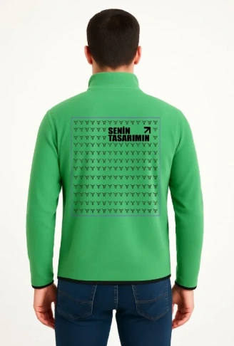 Arka Polar Kazak Dik Yaka - Yeşil