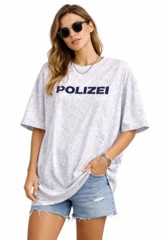 Asit Yıkamalı Oversize Tişört ön Ve Arkası Baskılı %100 Pamuk Street Style T-Shirt - Beyaz