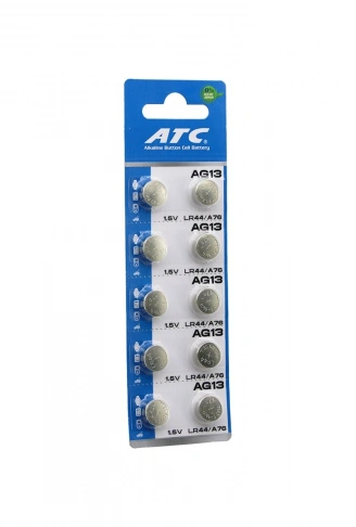 ATC ALKALİNE BUTTON BATTERY AG13 LR-44/A76 DÜĞME PİL ALKALİN 1.5V 10LU KART (4940)