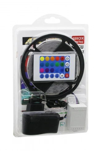 ATC LED STRIP EL-07-RUS-K  5MT  KUMANDALI - ADAPTÖRLÜ RGB RENKLİ ŞERİT LED IP65=SU GEÇİRMEZ SMD=2835 54LEDs/m (4940)