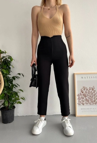 Atlas fletolu pantolon siyah