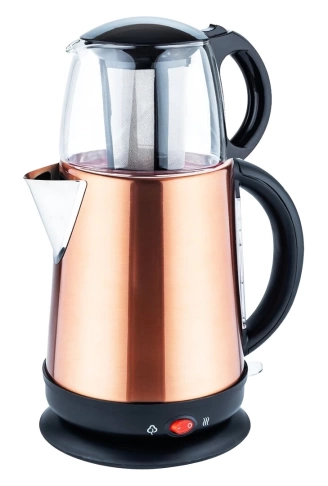 AWOX DEMGLASS  BRONZ ÇELİK GÖVDE=1.7LT  +  CAM DEMLİK=1.2LT  ELEKTRİKLİ ÇAY MAKİNESİ ÇAYCI  2100W (4940)