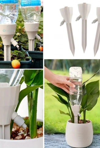 Ayarlanabilir Akış Hızına Sahip Damlama Sulama Çivileri 3lü Otomatik Bitki Sulama Aparatı Tüm Pet Şişelere Uyumlu (4940)