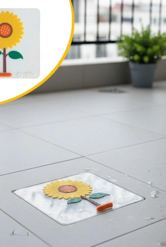Ayçiçeği Tasarımlı Gider Koku Önleyici – Silikon Lavabo Gider Matı (4940)