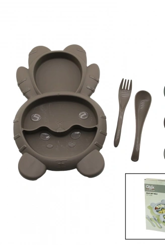 AYICIK MODEL=3 BÖLMELİ BEBEK BESLENME SETİ 3PCS=MAMA KABI-KAŞIK-ÇATAL 500ML RENKLİ PLST (4940)