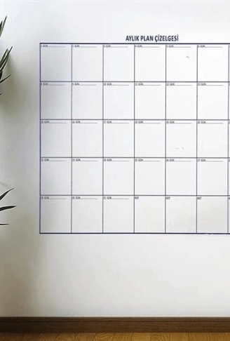 Aylık Planlayıcı Manyetik Duvar Stickerı Takvim Plan Çizelgesi ( Lisinya )