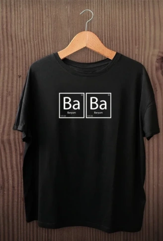 Babalar Günü Hediye Baba Temalı Baskılı Oversize Bisiklet Yaka T-shirt - Siyah