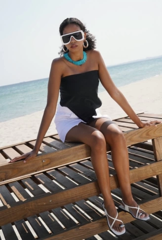 Bağlamalı Denim Crop